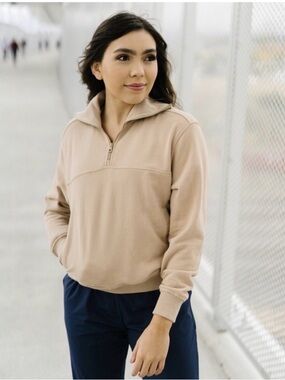 ZYIA Active Neutral Beige Quarter-Zip Pullover/ woman’s L